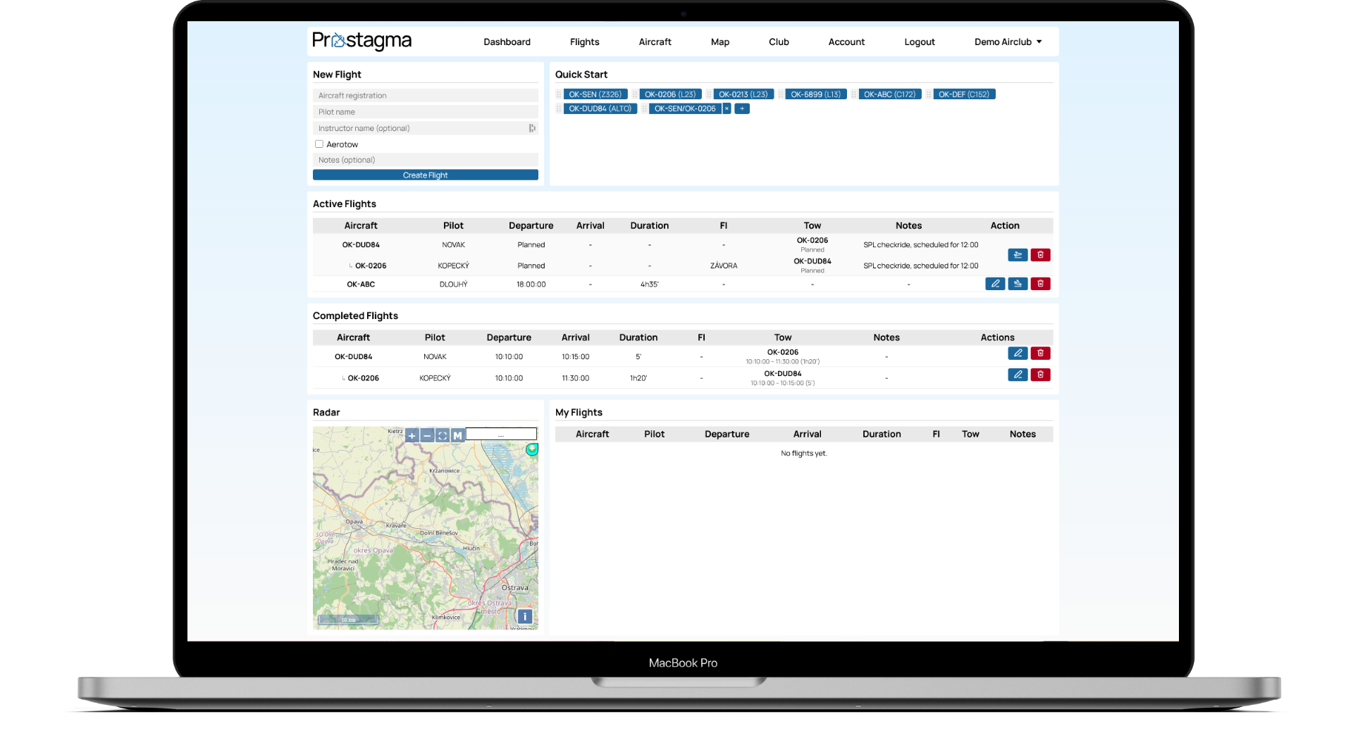 Dashboard of Prostagma